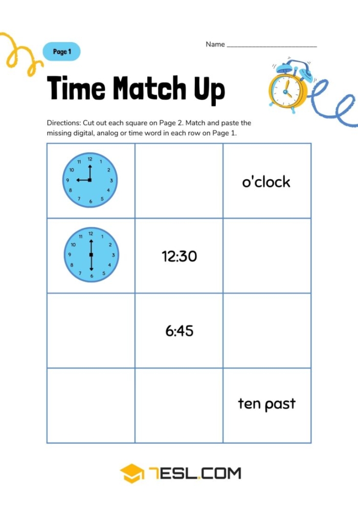 Find the Time Worksheet 7: Reading Analog Clocks for Beginning Learners First grade students practicing telling time on analog clocks with a find the time worksheet activity