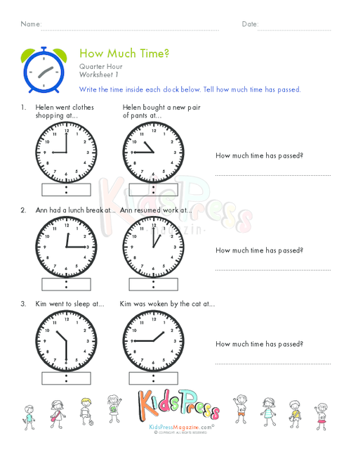 First grade math worksheet for practicing telling time on the hour with clock matching exercises