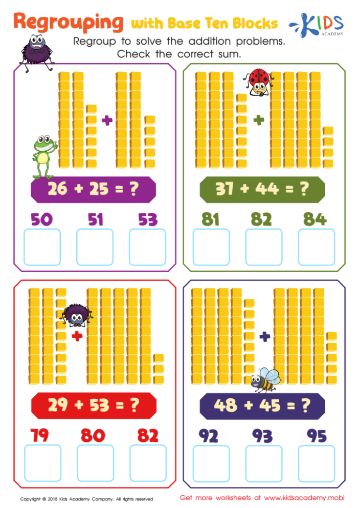 Worksheet for first graders focusing on place value with tens and ones