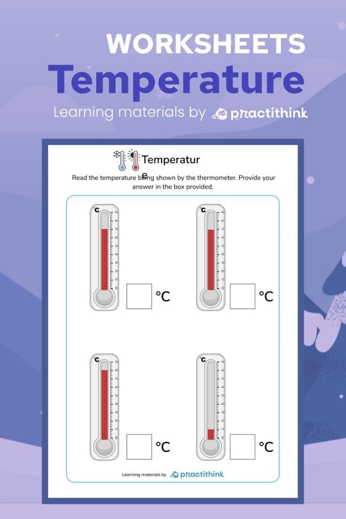 Engaging worksheet for children to learn how to use a thermometer First grade thermometer worksheet for practicing reading temperatures