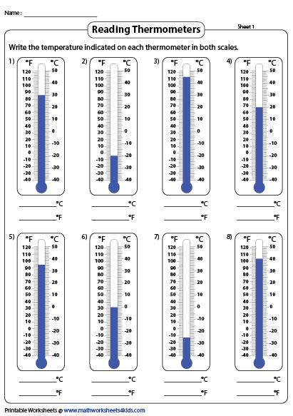 Practice reading temperatures with this engaging thermometer worksheet First grade worksheet for learning how to read a thermometer