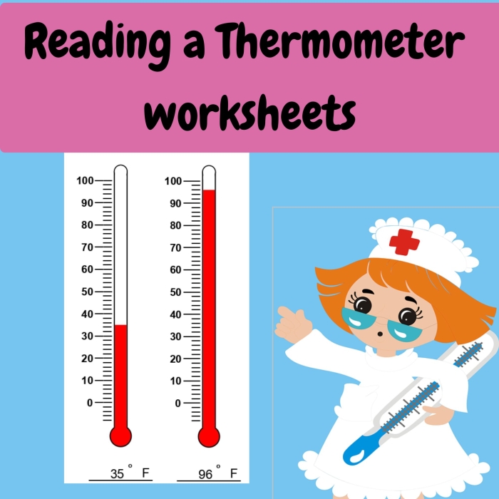 Practice reading temperatures with this fun thermometer worksheet for kids First grade worksheet for reading a thermometer with engaging activities