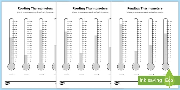 Fun reading the thermometer activity sheet designed for young learners Thermometer worksheet for first graders to practice reading temperatures