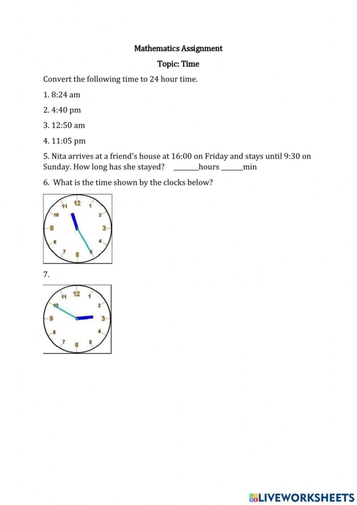 Fill-in-the-bubbles activity for reviewing time skills in multiplication First grade time quiz worksheet focusing on telling time with an analog clock