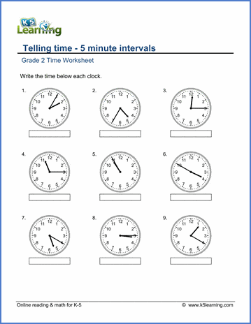 Telling the Time 2 worksheet for phonics learning activities Worksheet for first graders to practice telling time with clock illustrations