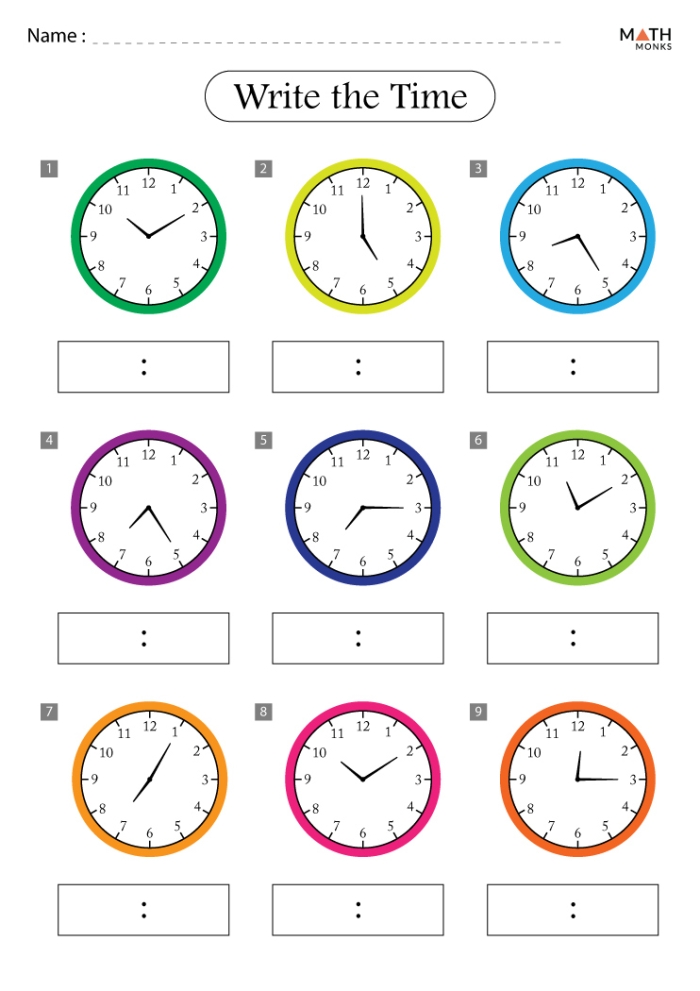 Fill-in-the-bubbles quiz to enhance time-telling skills in multiplication context First grade time quiz worksheet featuring an analog clock for telling time practice