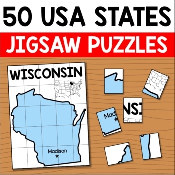 Colorful United States Puzzle worksheet for first graders to enhance map skills
