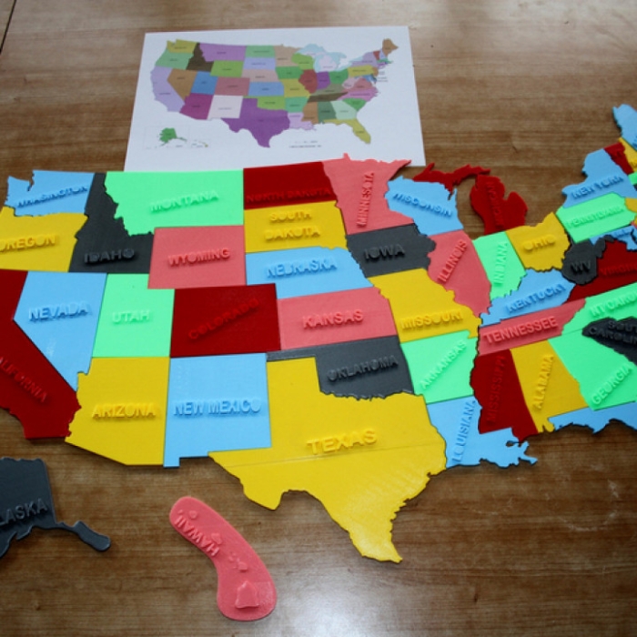 First grade United States puzzle worksheet for kids to learn state locations