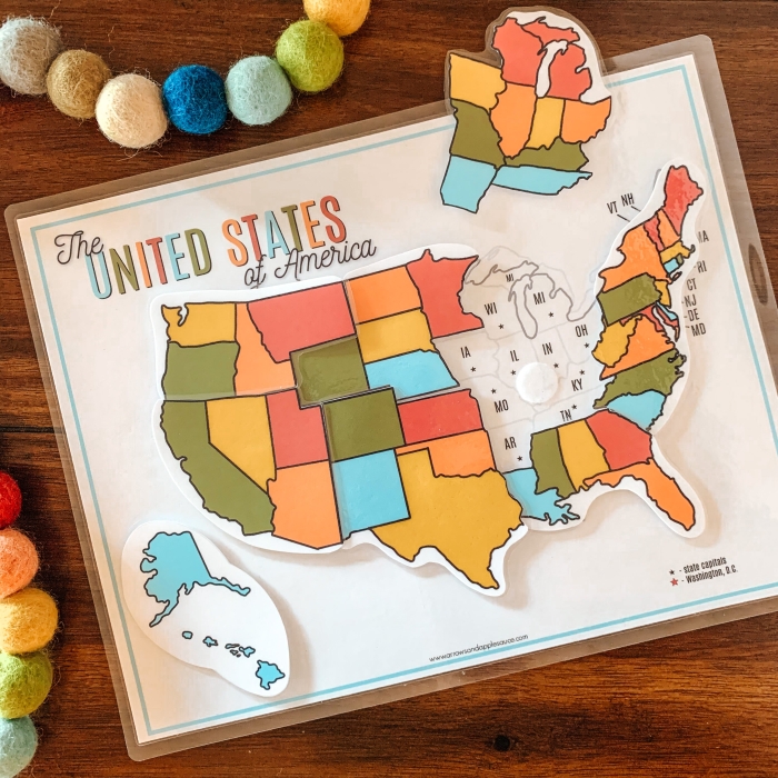 United States Puzzle worksheet for first graders to improve map skills