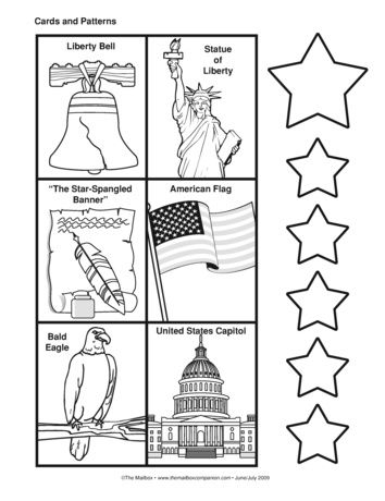 Illustration of a worksheet featuring United States symbols designed for first-grade students