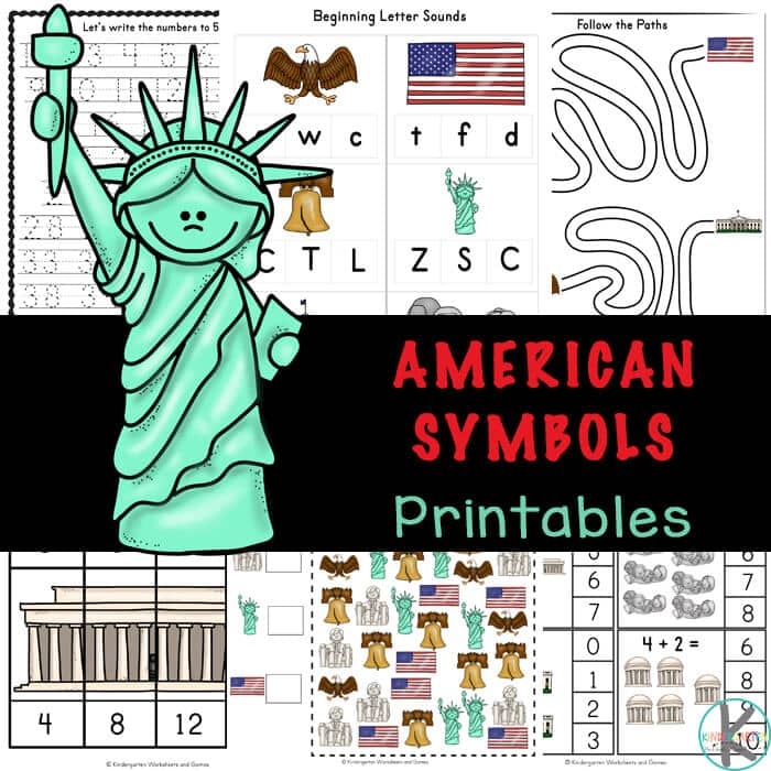 First Grade worksheet featuring United States symbols for kids to learn and explore