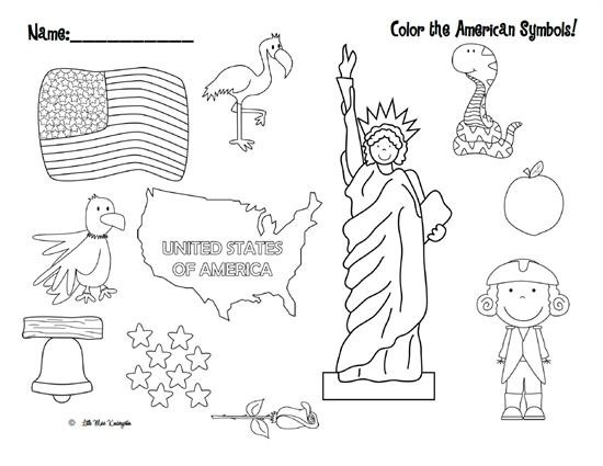 Worksheet featuring United States symbols designed for first graders learning phonics