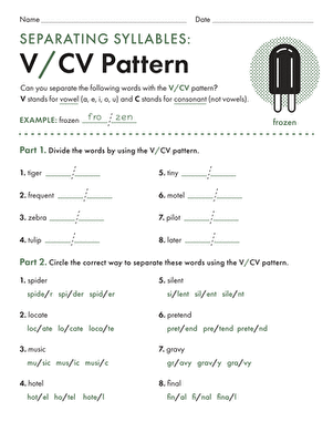 Children engaging with a VC/CV pattern worksheet to separate syllables