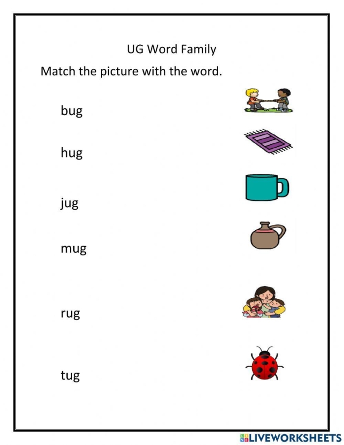 Worksheet for first graders focused on the -ot word family to enhance vocabulary skills. Engaging -ot word family activity for young learners to make language fun.