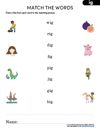 Worksheet featuring the -ot word family to engage first graders in vocabulary learning