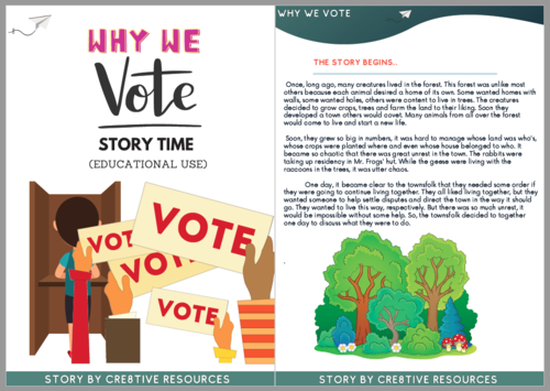 First grade students completing a Why Do We Vote worksheet with reading comprehension activities about voting and democracy
