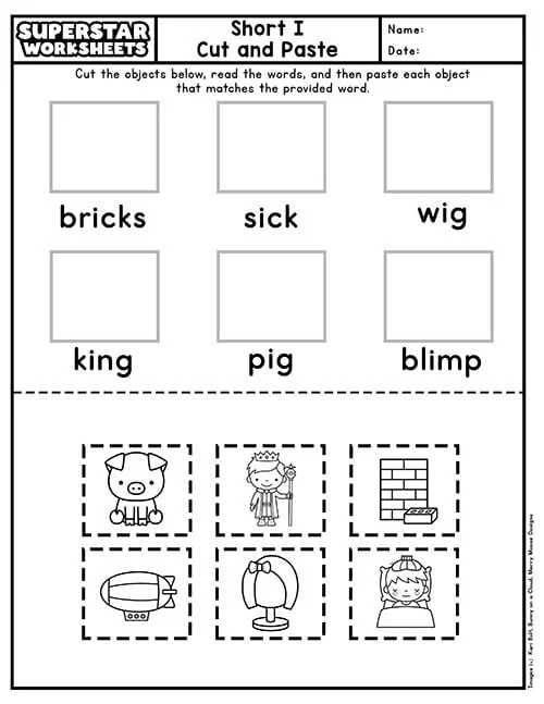 Evaluate your vowel sound identification skills with this engaging test sheet Phonics Practice Test worksheet focusing on vowel sounds for first graders