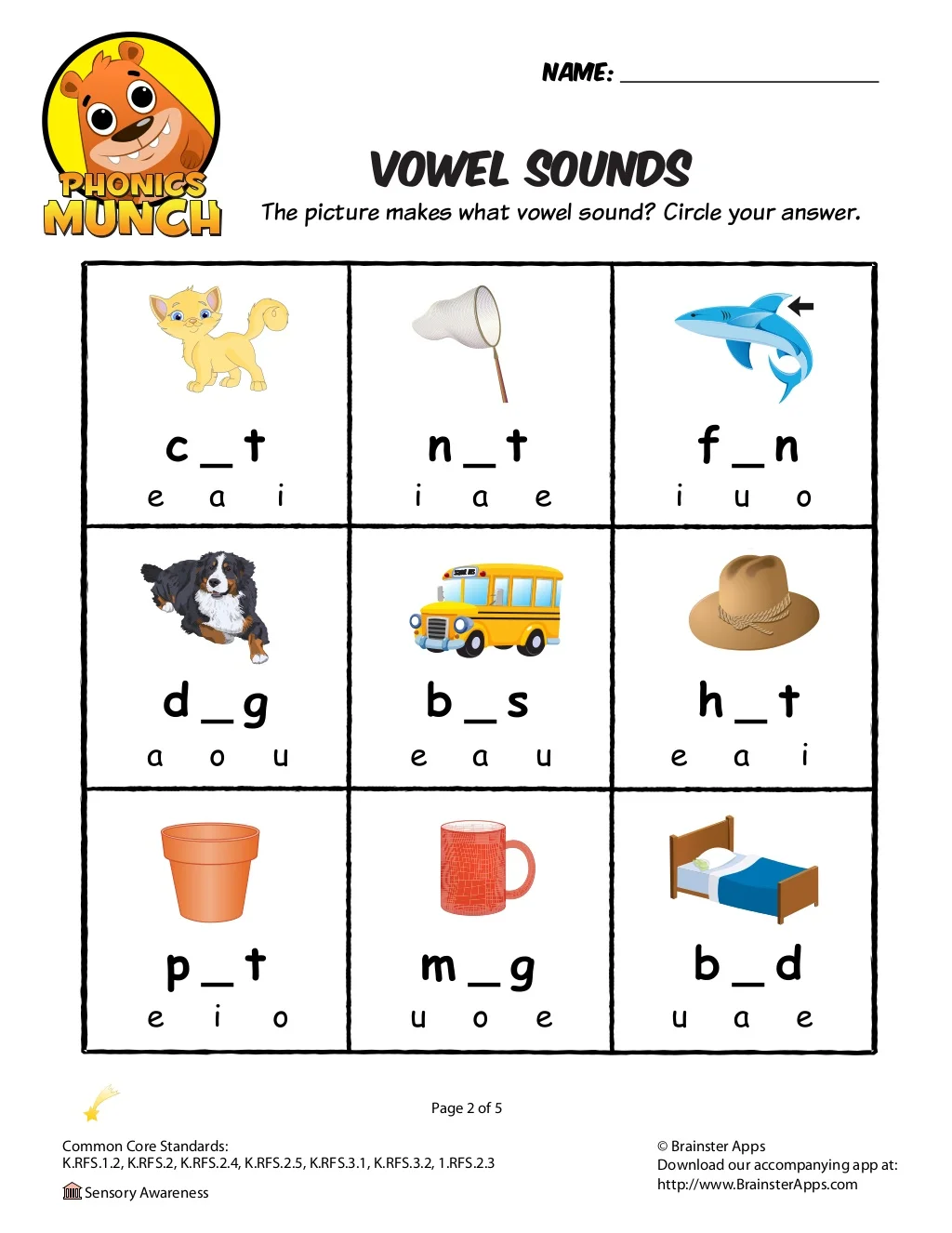 Vowel Sounds evaluation sheet for first grade phonics practice Phonics Practice Test worksheet for first graders focusing on vowel sounds