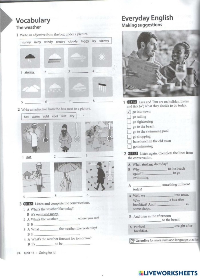 Worksheet for first graders to express their thoughts about the weather through writing. Engaging Write About the Weather activity for young learners.