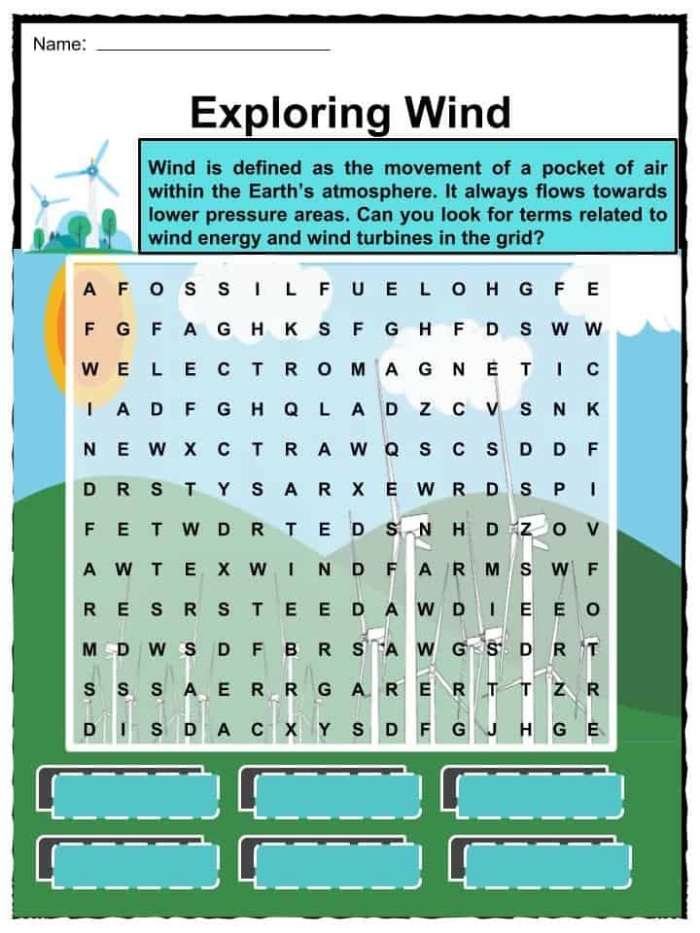 Introductory worksheet on wind for first graders focusing on numbers and counting Children exploring wind concepts in a first-grade earth science worksheet