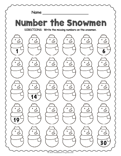 Winter Math worksheet featuring single-digit addition exercises for first graders