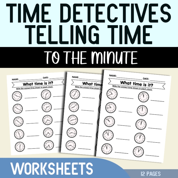 Worksheet for first graders to practice reading analog clocks and telling time