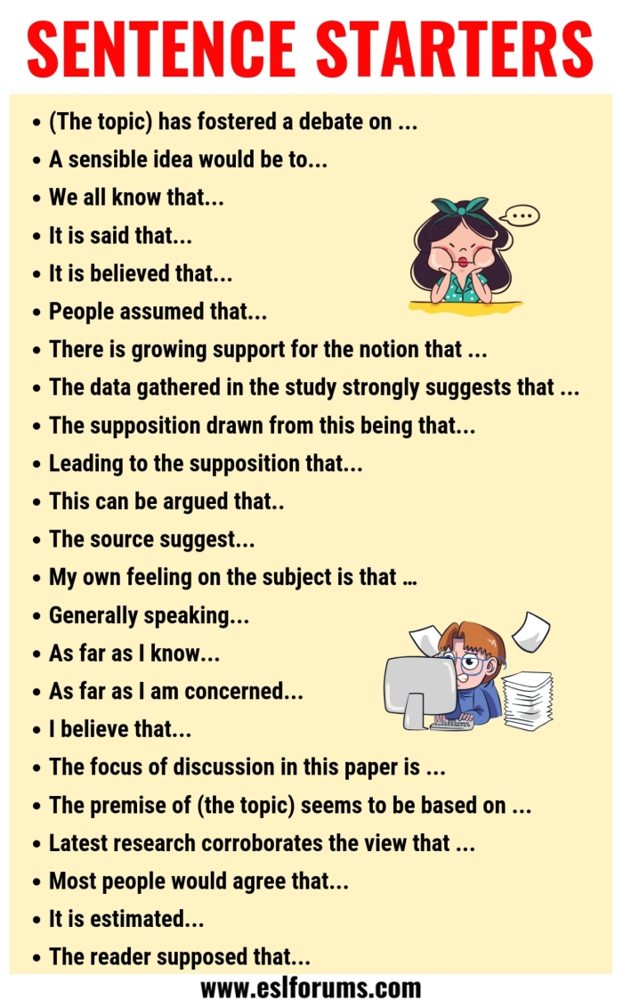 Simple sentence starter prompts to help young students develop writing skills First grade sentence starters worksheet with colorful examples for beginning writers