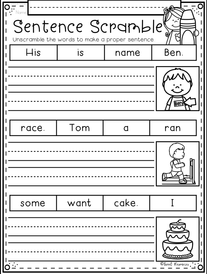 Engaging sentences practice for young learners in the classroom First grade creative writing worksheet exploring favorite school subjects