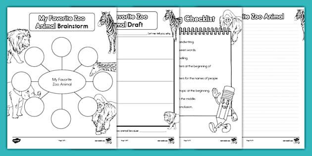A first grade life science worksheet featuring zoo animals and questions about their locations.