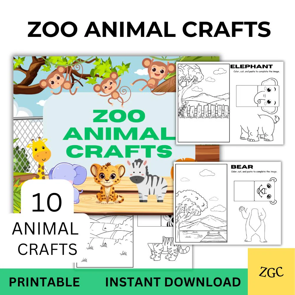 First grade life science worksheet featuring various zoo animals and preposition questions