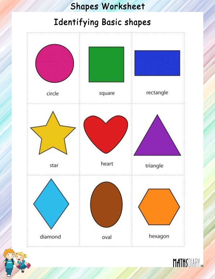 First grade student practicing shape recognition with a fill in the bubble quiz