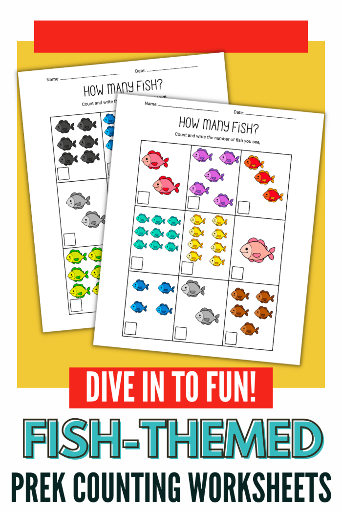Preschool fish counting worksheet for addition practice number eight