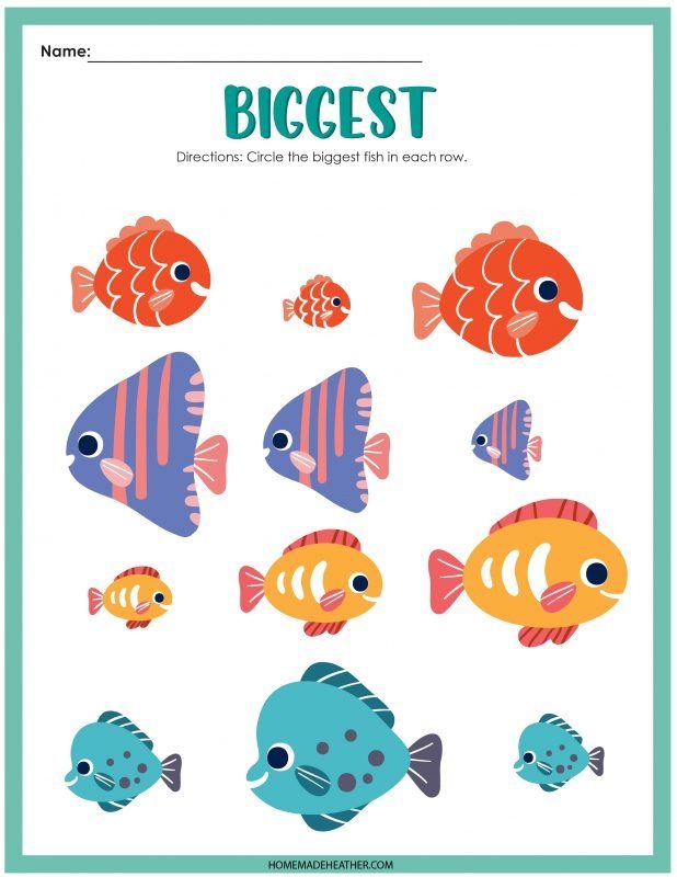 Fish Frenzy Worksheet 19: Curved Line Tracing Activity for Preschool Letter Formation Skills Pre-K alphabet tracing worksheet showing colorful fish swimming through ocean waves with curved line paths to trace from left to right
