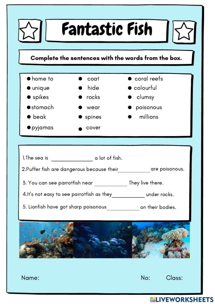 Fish Frenzy Pre-K Tracing Activity 17 with Wavy Lines and Sea Creatures Colorful fish swimming through ocean waves with curved tracing lines for preschool letter practice