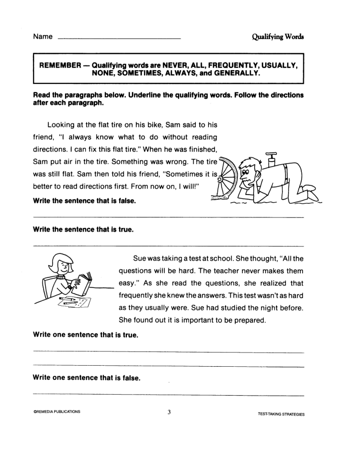 Five Tips for Calmer Test-Taking in Kindergarten Worksheet featuring five calming test-taking tips for kindergarten students