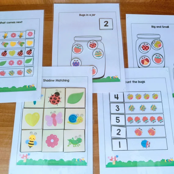 Five Busy Honey Bees worksheet for Pre-K students to illustrate their favorite poem part