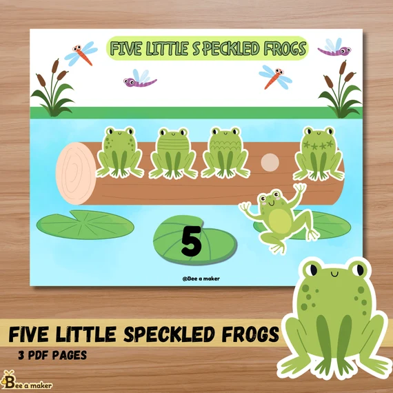A colorful worksheet featuring the poem "Five Busy Honey Bees" for Pre-K students
