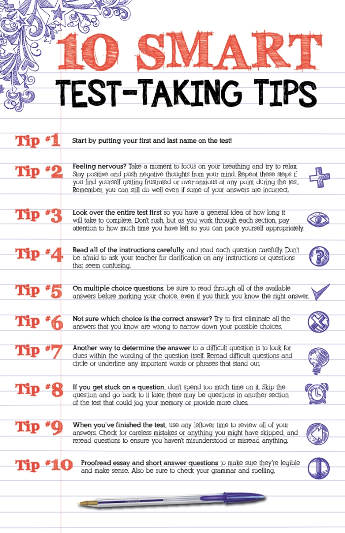 Five Tips for Calmer Test-Taking for Kindergarten Students Worksheet featuring five calming strategies for young learners during tests