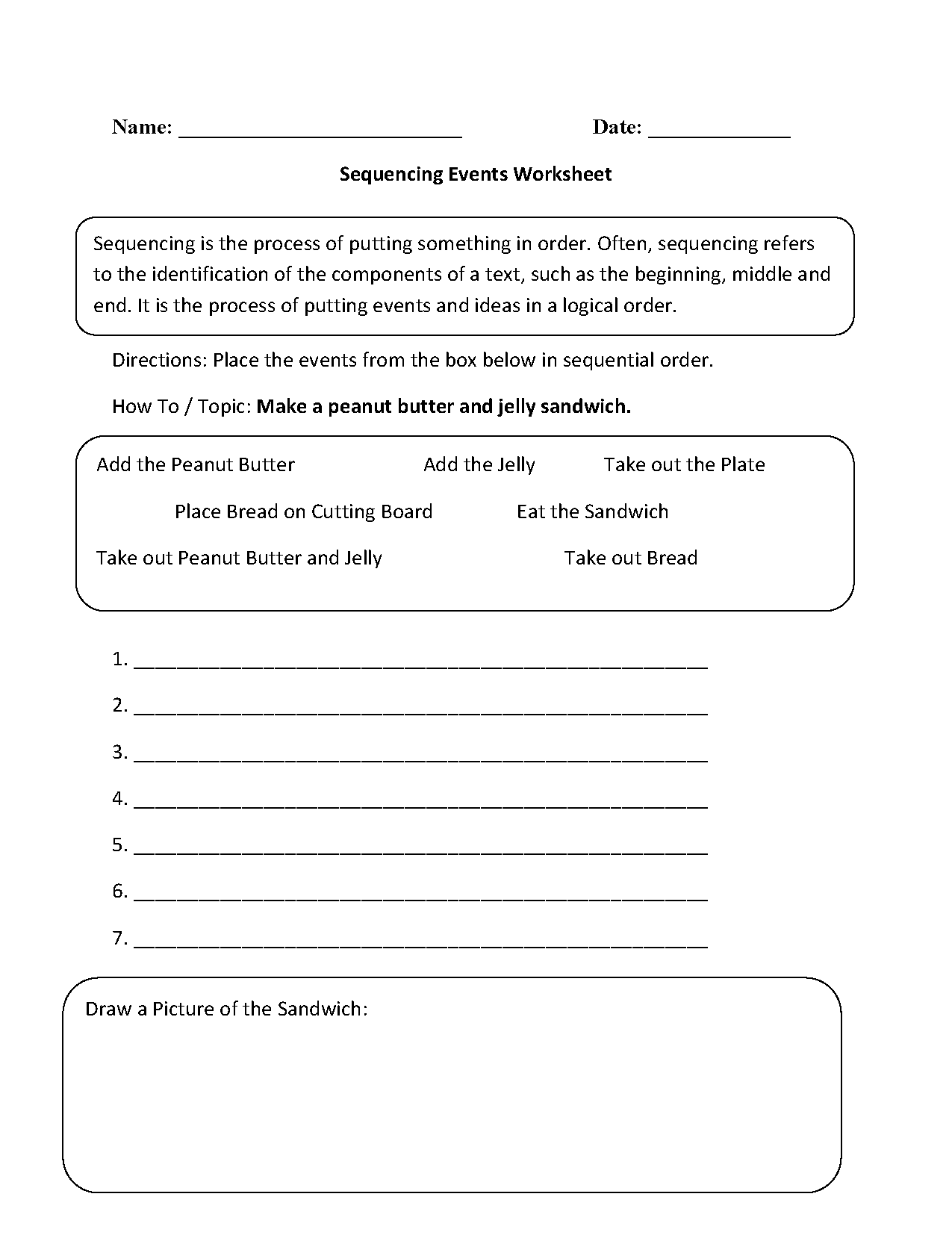 Five Finger Story Sequencing worksheet for second graders to enhance story comprehension