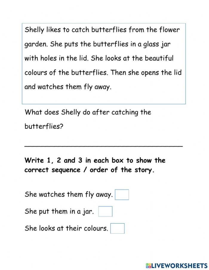 Five Finger Story Sequencing worksheet for second graders focusing on story organization