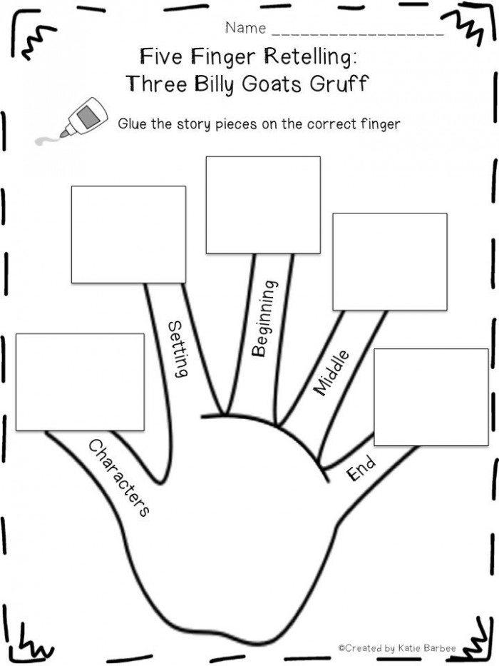 Five Finger Story Sequencing worksheet for second graders to organize story elements visually