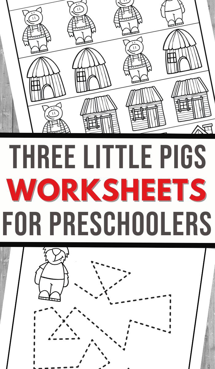 Title image for the Five Little Pigs reading comprehension activity Worksheet featuring "The Five Little Pigs" poem for kindergarten students