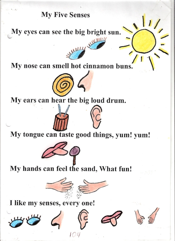 Geometry worksheet for Kindergarten A colorful worksheet for kindergarten students to explore sensory language through a five senses poem. Educational resource for teaching the five senses in a fun and engaging way.