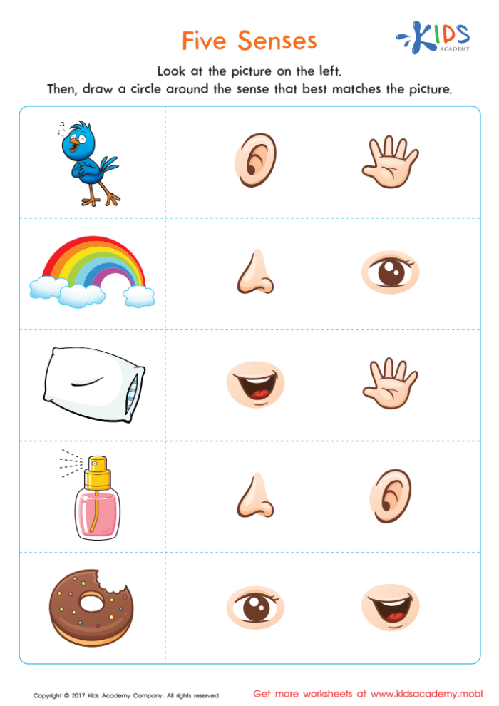 Engaging five senses poem activity for young learners Colorful worksheet for kindergarteners to explore their five senses through poetry