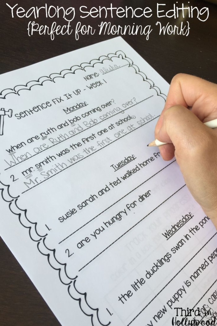 Fix It! Editing Practice worksheet for sixth graders focusing on grammar and copyediting skills