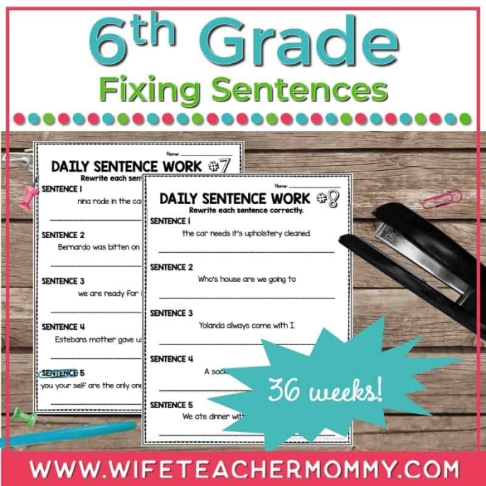 Second grade student completing the Fix the Sentences Ice Cream Shop worksheet by correcting punctuation and capitalization errors