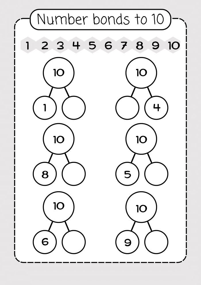 Worksheet featuring the Fix the Number Bonds activity for kindergarten addition practice
