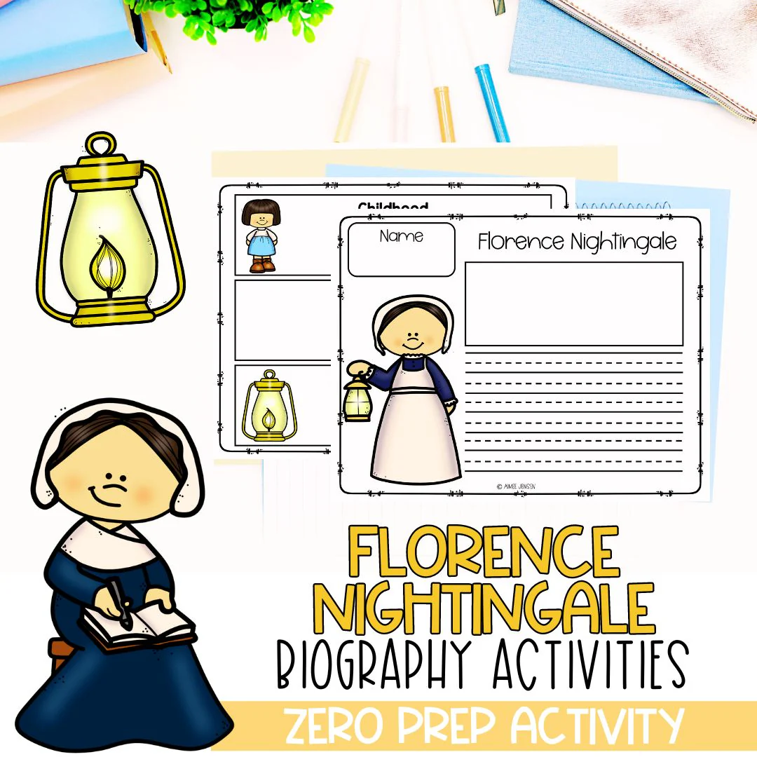 Engaging worksheet to learn about the life and legacy of Florence Nightingale Florence Nightingale biography worksheet for third graders exploring her contributions to nursing