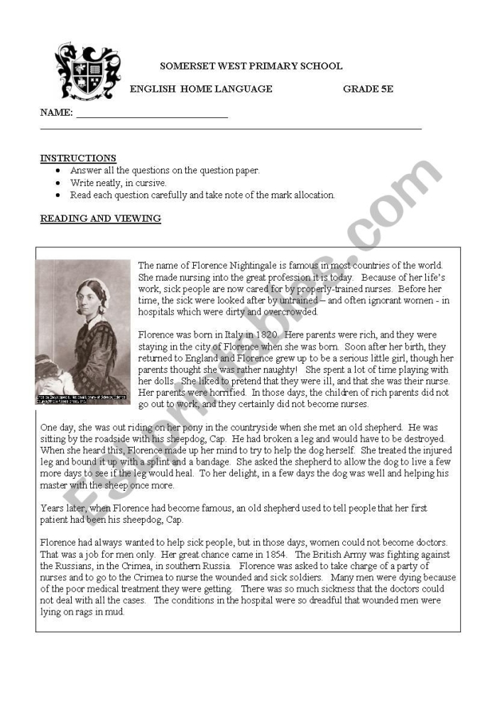 Educational resource featuring Florence Nightingale's life story for young historians Florence Nightingale biography worksheet for third graders exploring her impact on nursing