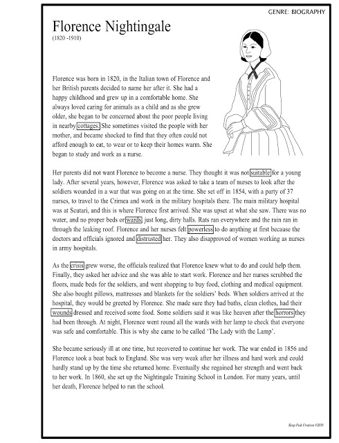 Educational resource featuring Florence Nightingale's life for young historians Florence Nightingale biography worksheet for third graders exploring her impact on nursing